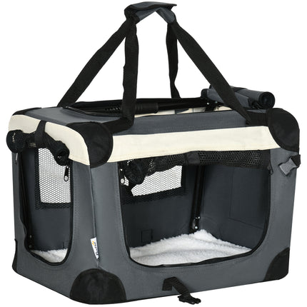51cm Foldable Portable Pet Carrier with Cushion for Miniature Dogs and Cats - Grey