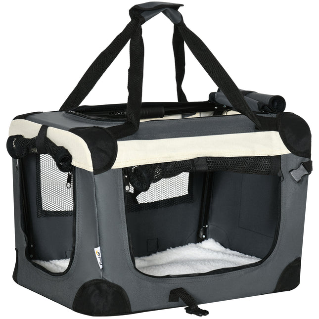 51cm Foldable Portable Pet Carrier with Cushion for Miniature Dogs and Cats - Grey
