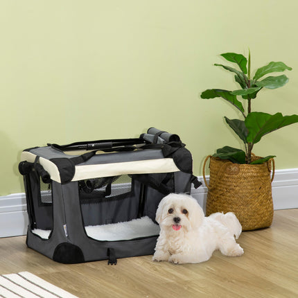 51cm Foldable Portable Pet Carrier with Cushion for Miniature Dogs and Cats - Grey