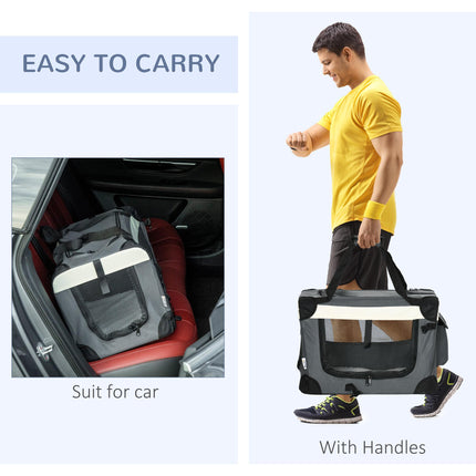 51cm Foldable Portable Pet Carrier with Cushion for Miniature Dogs and Cats - Grey