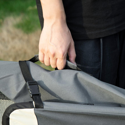 Foldable 60cm Pet Carrier with Cushion for Miniature Dogs & Cats - Grey