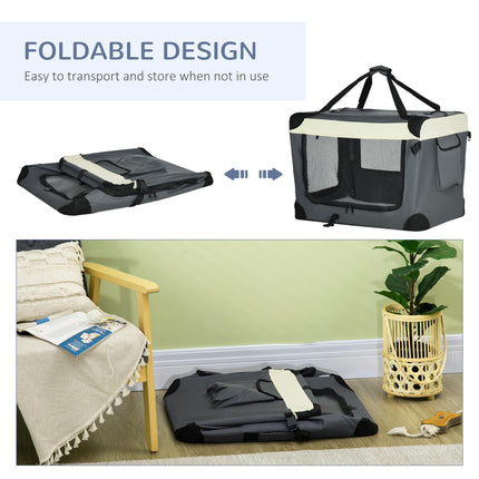 70cm Foldable Pet Carrier Bag with Cushion for Small Dogs and Cats - Grey