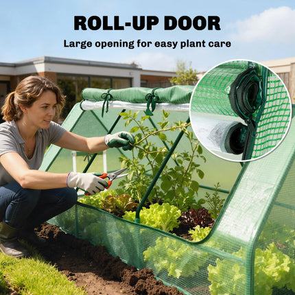 Portable Small Polytunnel with Roll-Up Mesh Windows and Doors - Green