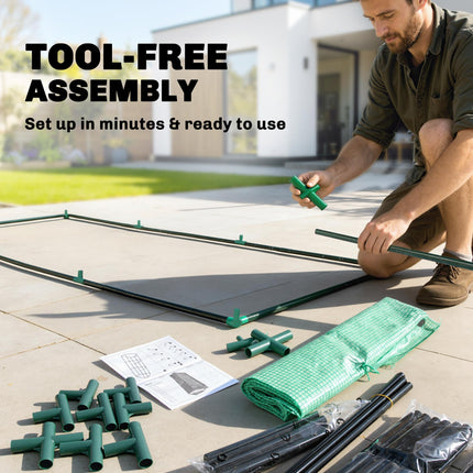 Portable Small Polytunnel with Roll-Up Mesh Windows and Doors - Green
