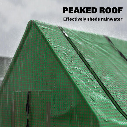 Portable Small Polytunnel with Roll-Up Mesh Windows and Doors - Green