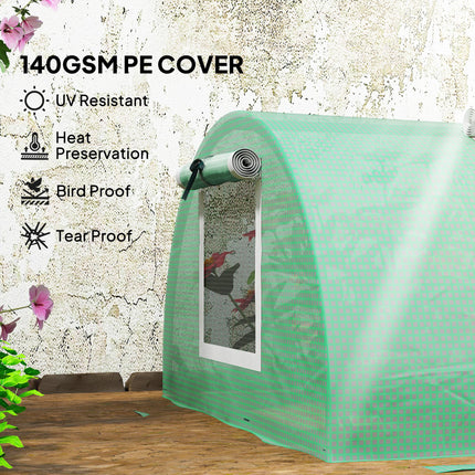 3 Meter Portable Mini Greenhouse with Steel Frame and Mesh Windows - Green