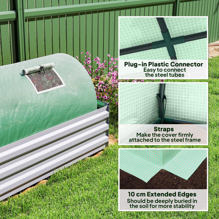 3 Meter Portable Mini Greenhouse with Steel Frame and Mesh Windows - Green