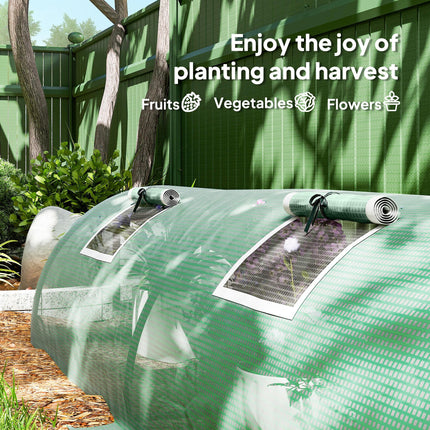 3 Meter Portable Mini Greenhouse with Steel Frame and Mesh Windows - Green