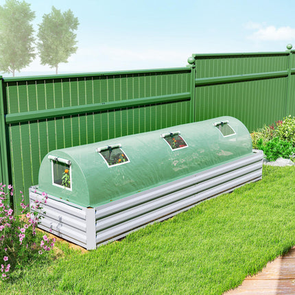 3 Meter Portable Mini Greenhouse with Steel Frame and Mesh Windows - Green