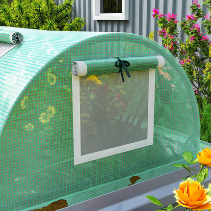 3 Meter Portable Mini Greenhouse with Steel Frame and Mesh Windows - Green