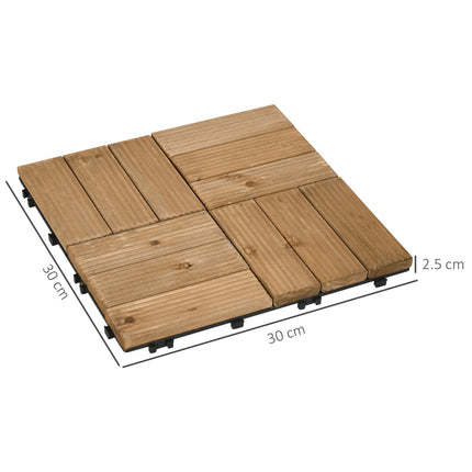 27 Piece Wooden Interlocking Decking Tiles Set 2.5㎡ Coverage - Brown Slip Resistant