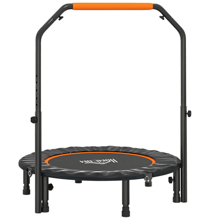 40'' Foldable Mini Fitness Trampoline with Adjustable Foam Handle for Cardio Training - Black and Orange