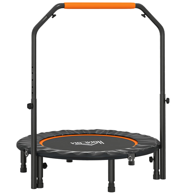 40'' Foldable Mini Fitness Trampoline with Adjustable Foam Handle for Cardio Training - Black and Orange