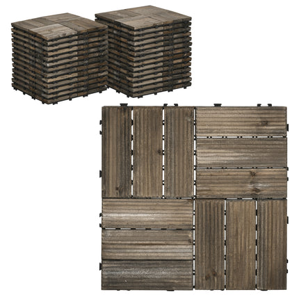 27 Piece Wooden Interlocking Decking Tiles Set 2.5㎡ Slip Resistant - Charcoal Grey
