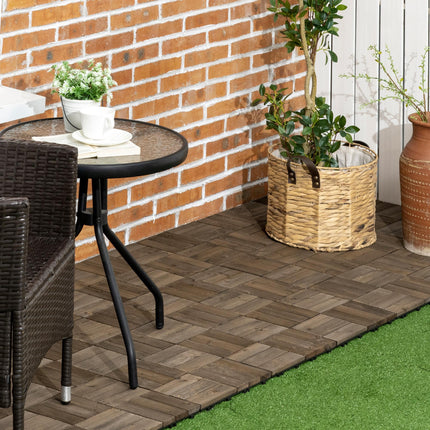 27 Piece Wooden Interlocking Decking Tiles Set 2.5㎡ Slip Resistant - Charcoal Grey