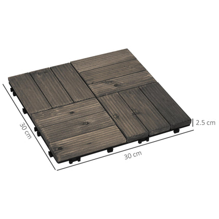 27 Piece Wooden Interlocking Decking Tiles Set 2.5㎡ Slip Resistant - Charcoal Grey