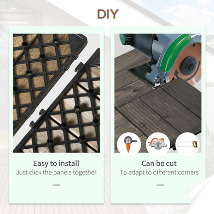 27 Piece Wooden Interlocking Decking Tiles Set 2.5㎡ Slip Resistant - Charcoal Grey
