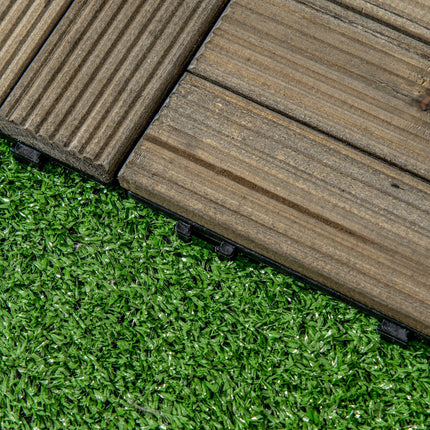 27 Piece Wooden Interlocking Decking Tiles Set 2.5㎡ Slip Resistant - Charcoal Grey