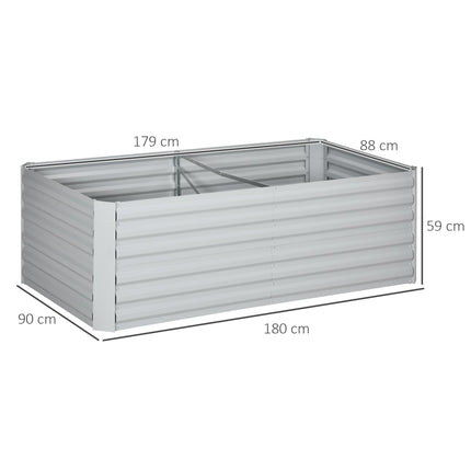 Galvanised Steel Raised Garden Bed 180x90x59 cm with Reinforced Rods - Grey
