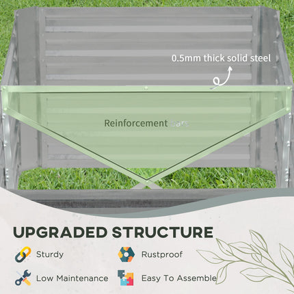 Galvanised Steel Raised Garden Bed 180x90x59 cm with Reinforced Rods - Grey