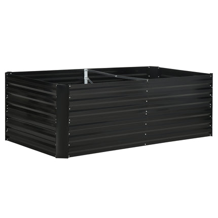 Raised Beds for Garden, Galvanised Steel Outdoor Planters with Multi-reinforced Rods, 180 x 90 x 59 cm, Black
