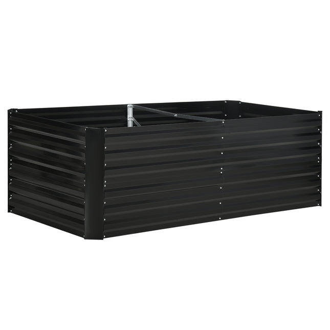 Raised Beds for Garden, Galvanised Steel Outdoor Planters with Multi-reinforced Rods, 180 x 90 x 59 cm, Black