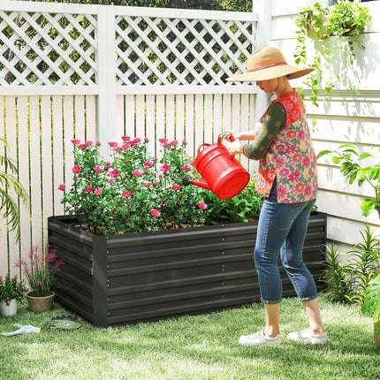 Raised Beds for Garden, Galvanised Steel Outdoor Planters with Multi-reinforced Rods, 180 x 90 x 59 cm, Black