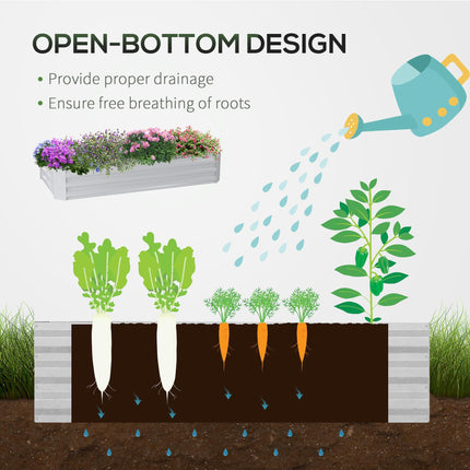 Raised Garden Bed with Greenhouse Steel Planter Box and Roll-Up Window 185x95x92 cm - Green