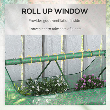 Raised Garden Bed with Greenhouse Steel Planter Box and Roll-Up Window 185x95x92 cm - Green