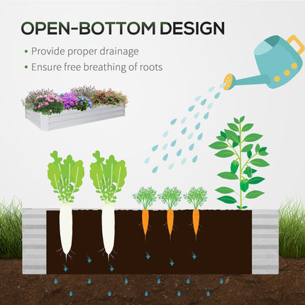 Raised Garden Bed with Greenhouse Cover, Steel Planter Box with Roll-Up Window - Clear