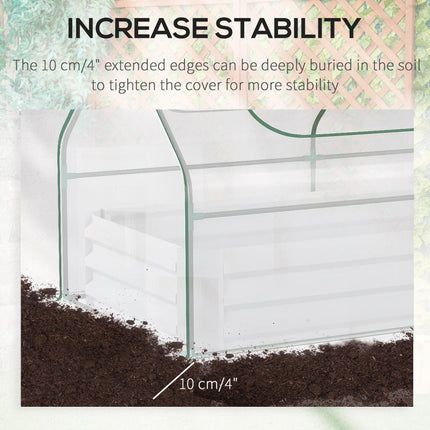 Raised Garden Bed with Greenhouse Cover, Steel Planter Box with Roll-Up Window - Clear