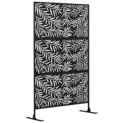 6.5FT Metal Outdoor Privacy Screen with Stand Willow Branch Design - Black