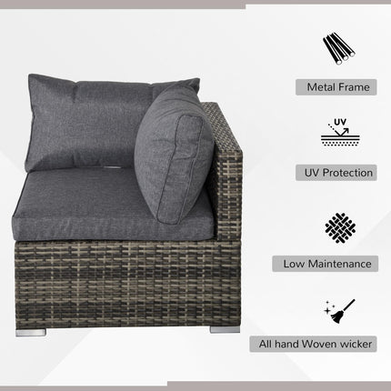 7 Pieces Outdoor PE Rattan Corner Sofa Set, Patio Wicker Conversation Chaise Lou