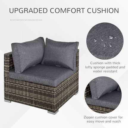 7 Pieces Outdoor PE Rattan Corner Sofa Set, Patio Wicker Conversation Chaise Lou