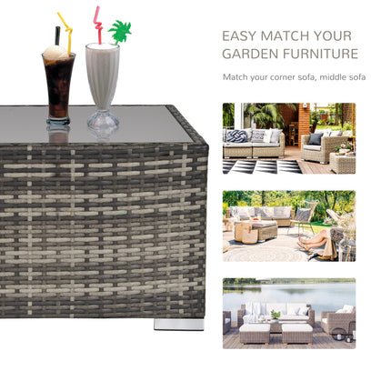 7 Pieces Outdoor PE Rattan Corner Sofa Set, Patio Wicker Conversation Chaise Lou