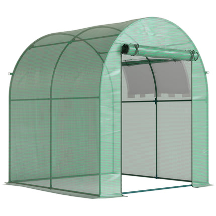 1.8m Walk-In Polytunnel Greenhouse with Roll-Up Door & Window - Green