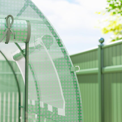 1.8m Walk-In Polytunnel Greenhouse with Roll-Up Door & Window - Green