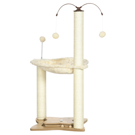 Indoor Cat Tree Kitten Play Tower with Sisal Scratching Posts, Hammock & Ball Toy - Beige, 53.5x53.5x90 cm