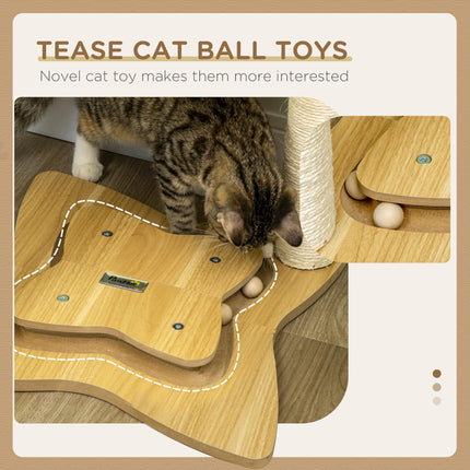 Indoor Cat Tree Kitten Play Tower with Sisal Scratching Posts, Hammock & Ball Toy - Beige, 53.5x53.5x90 cm