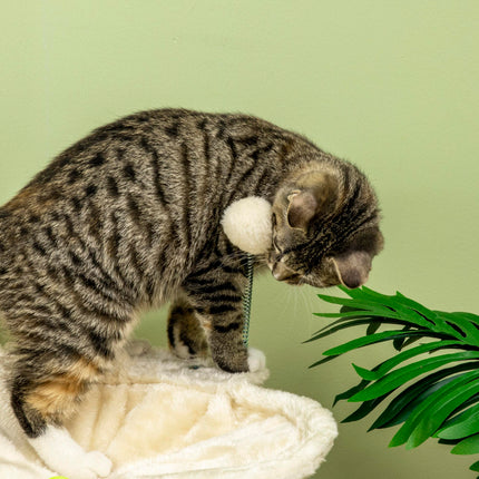 Indoor Cat Tree Kitten Play Tower with Sisal Scratching Posts, Hammock & Ball Toy - Beige, 53.5x53.5x90 cm