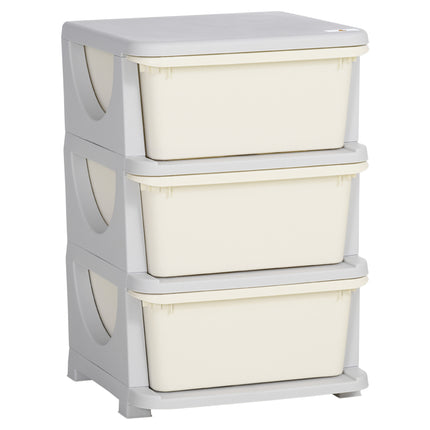 3 Tier Kids Storage Unit with Drawers Vertical Dresser Tower for Nursery Playroom Kindergarten - White