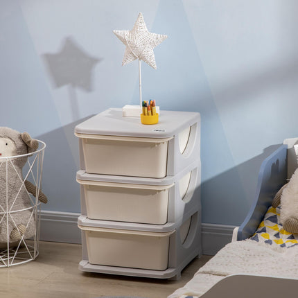 3 Tier Kids Storage Unit with Drawers Vertical Dresser Tower for Nursery Playroom Kindergarten - White