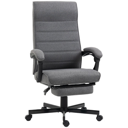 High-Back Swivel Reclining Home Office Chair with Adjustable Height and Footrest - Grey