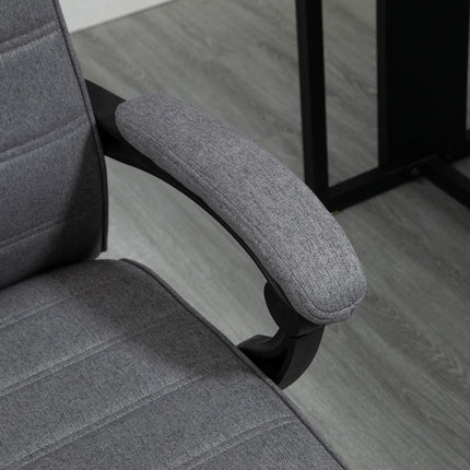 High-Back Swivel Reclining Home Office Chair with Adjustable Height and Footrest - Grey