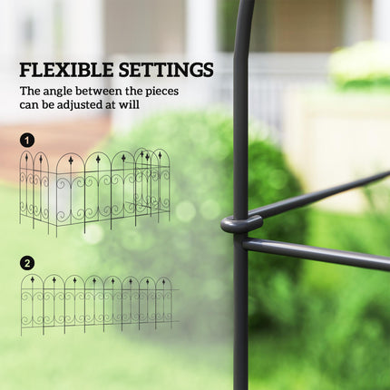 Set of 8 Rustproof 44 Inch Metal Garden Fence Panels - Black