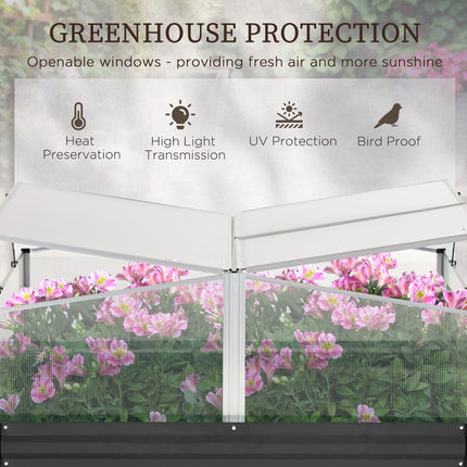Galvanised Raised Garden Bed with Removable Greenhouse Cover - Dark Grey