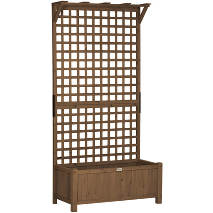 Wood Planter with Trellis Raised Garden Bed and Privacy Screen - Brown