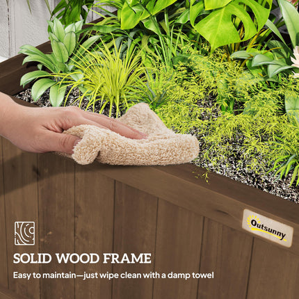 Wood Planter with Trellis Raised Garden Bed and Privacy Screen - Brown