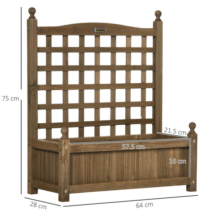 Wood Raised Garden Planter with Trellis for Climbing Vines Indoor Outdoor - Brown