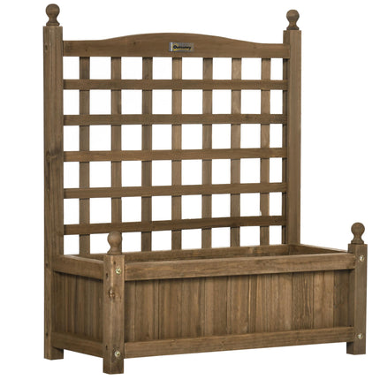 Wood Raised Garden Planter with Trellis for Climbing Vines Indoor Outdoor - Brown